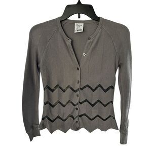 Moschino Cheap and Chic Vintage Grey Knit Mesh Chevron Cutout Sweater Sz 4